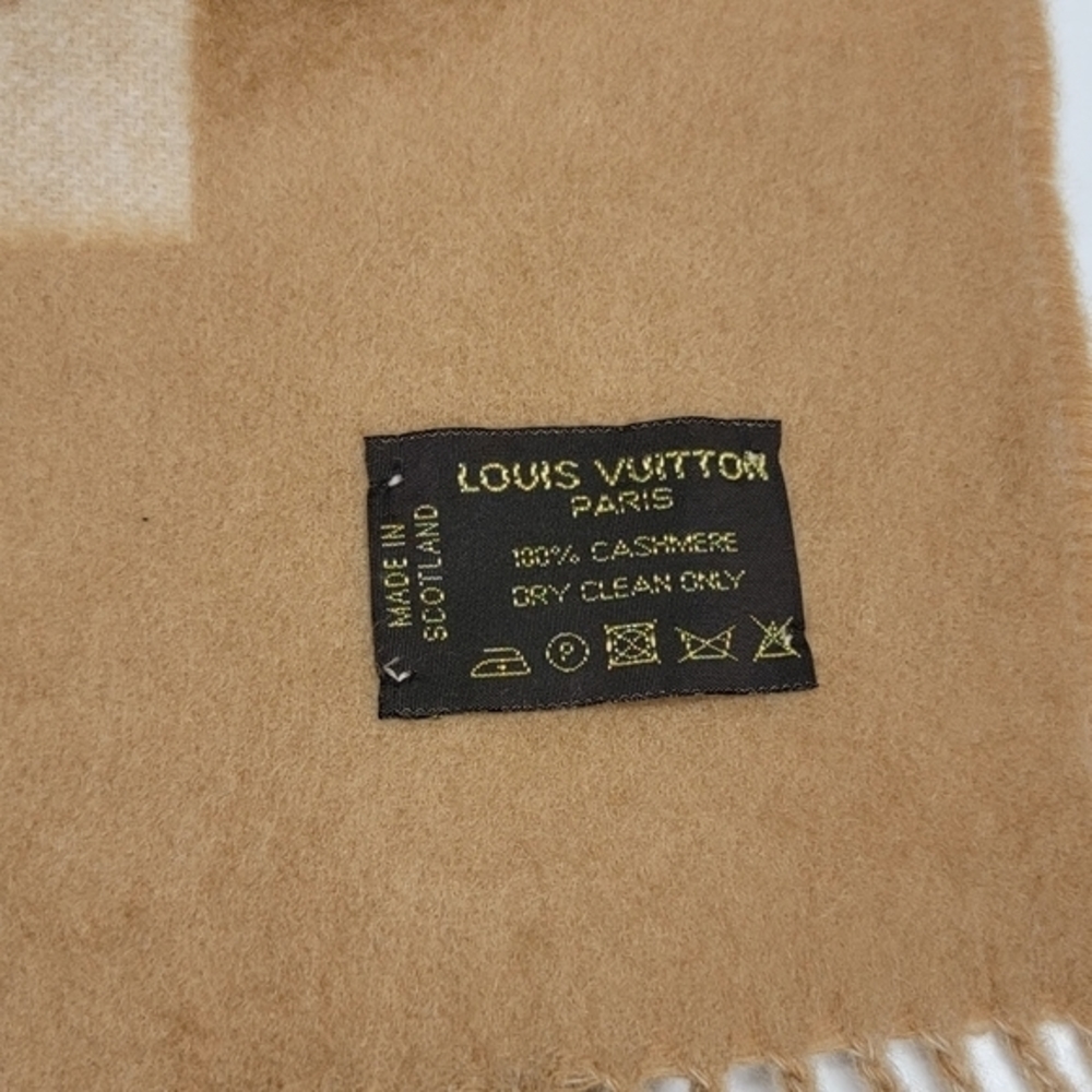 Louis Vuitton Beige & Tan Monogram Logo Scarf Wrap - Picture 9 of 9